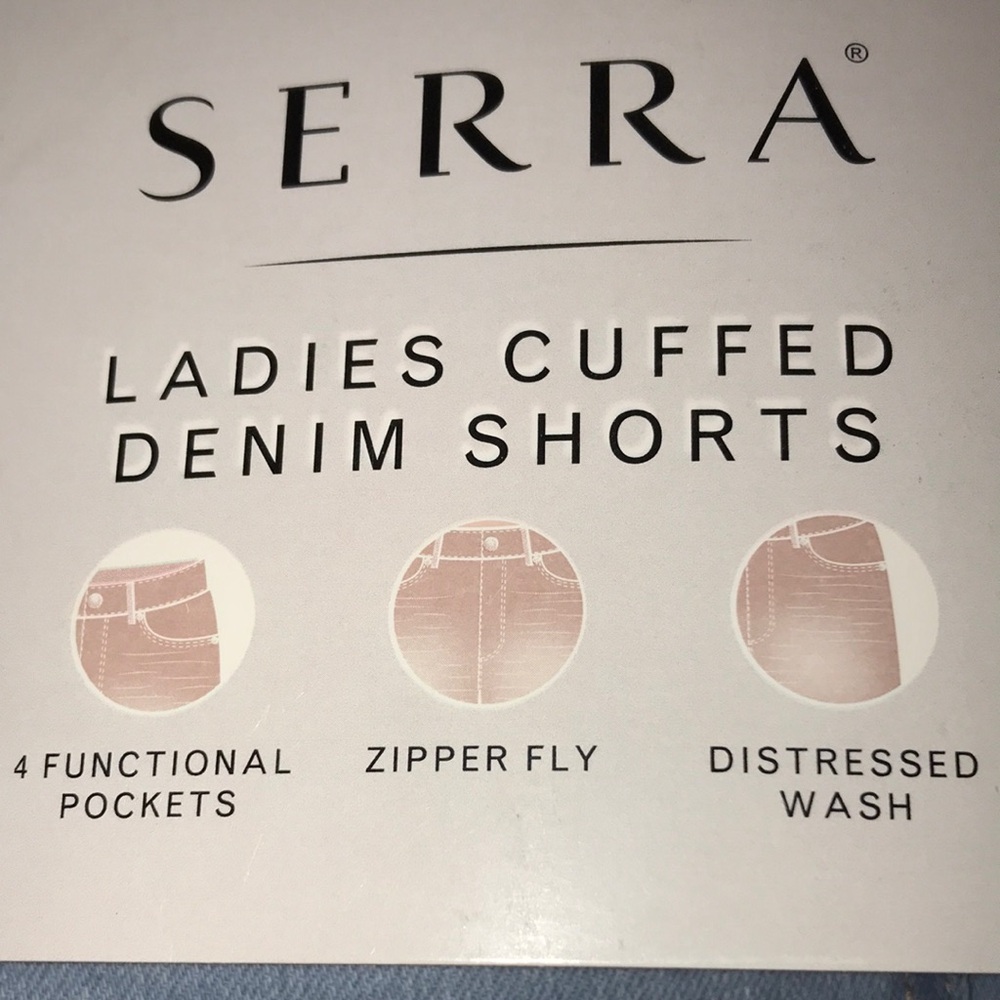 Serra Ladies Cuffed Denim Shorts - Light Blue - Picture 2 of 9